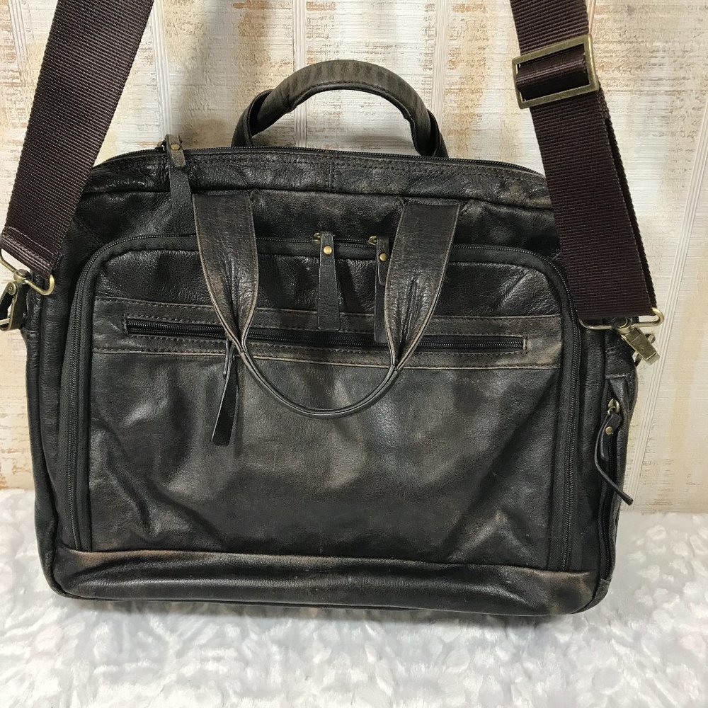 Wilsons Leather Black Rivet Distressed Leather bag - Picture 4 of 13